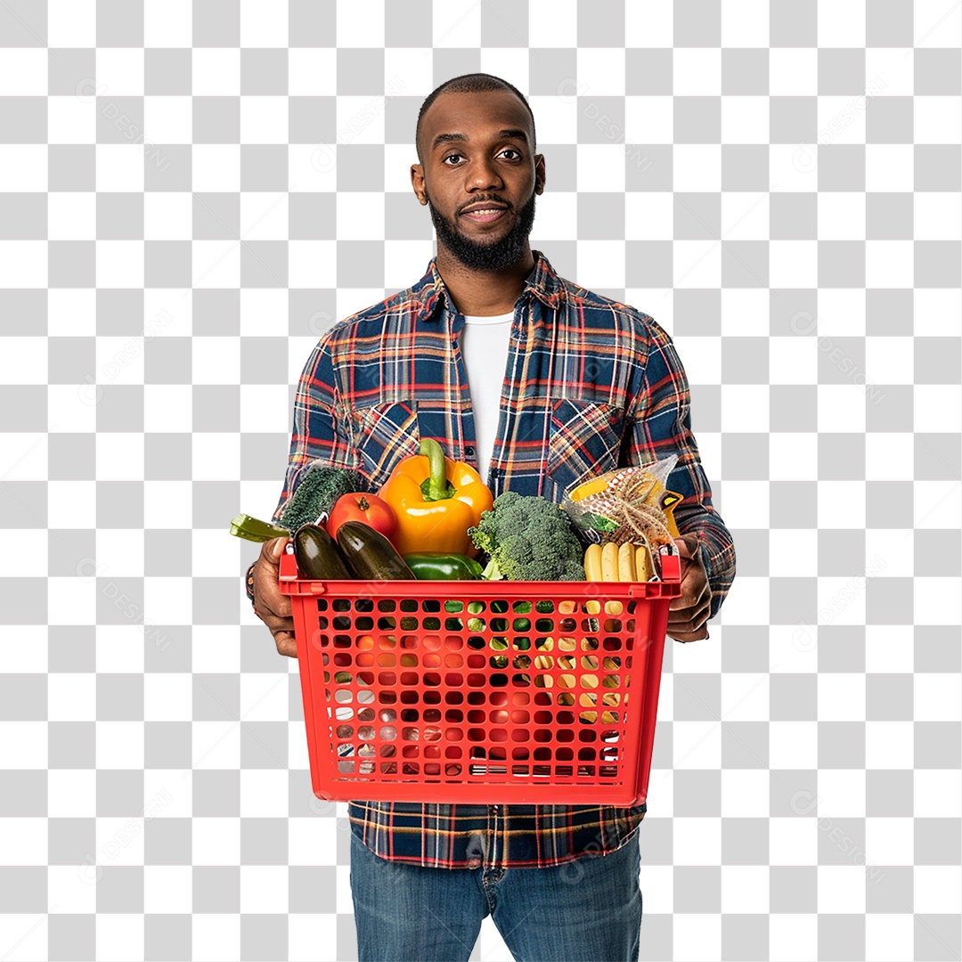 Cliente com Cesta de Compras PNG Transparente