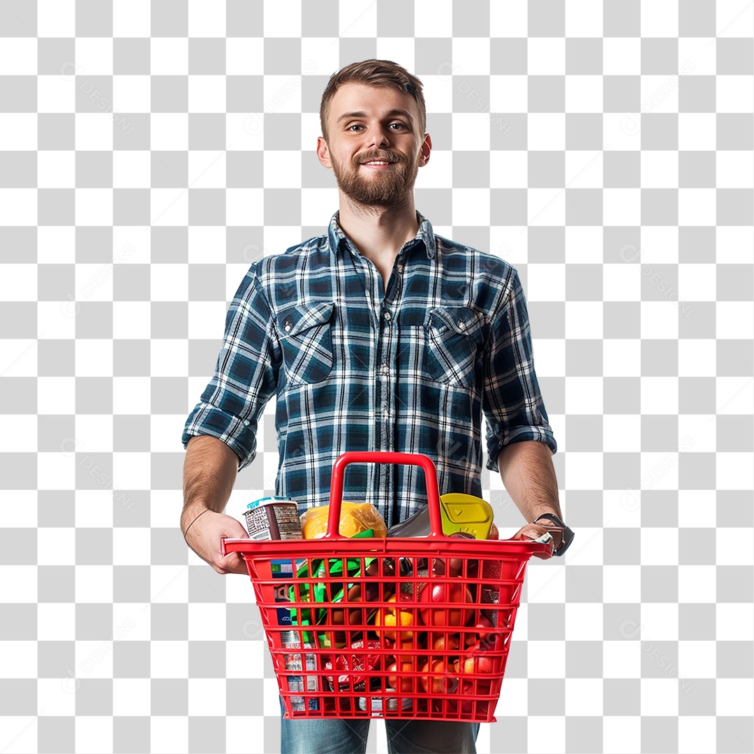 Cliente com Cesta de Compras PNG Transparente