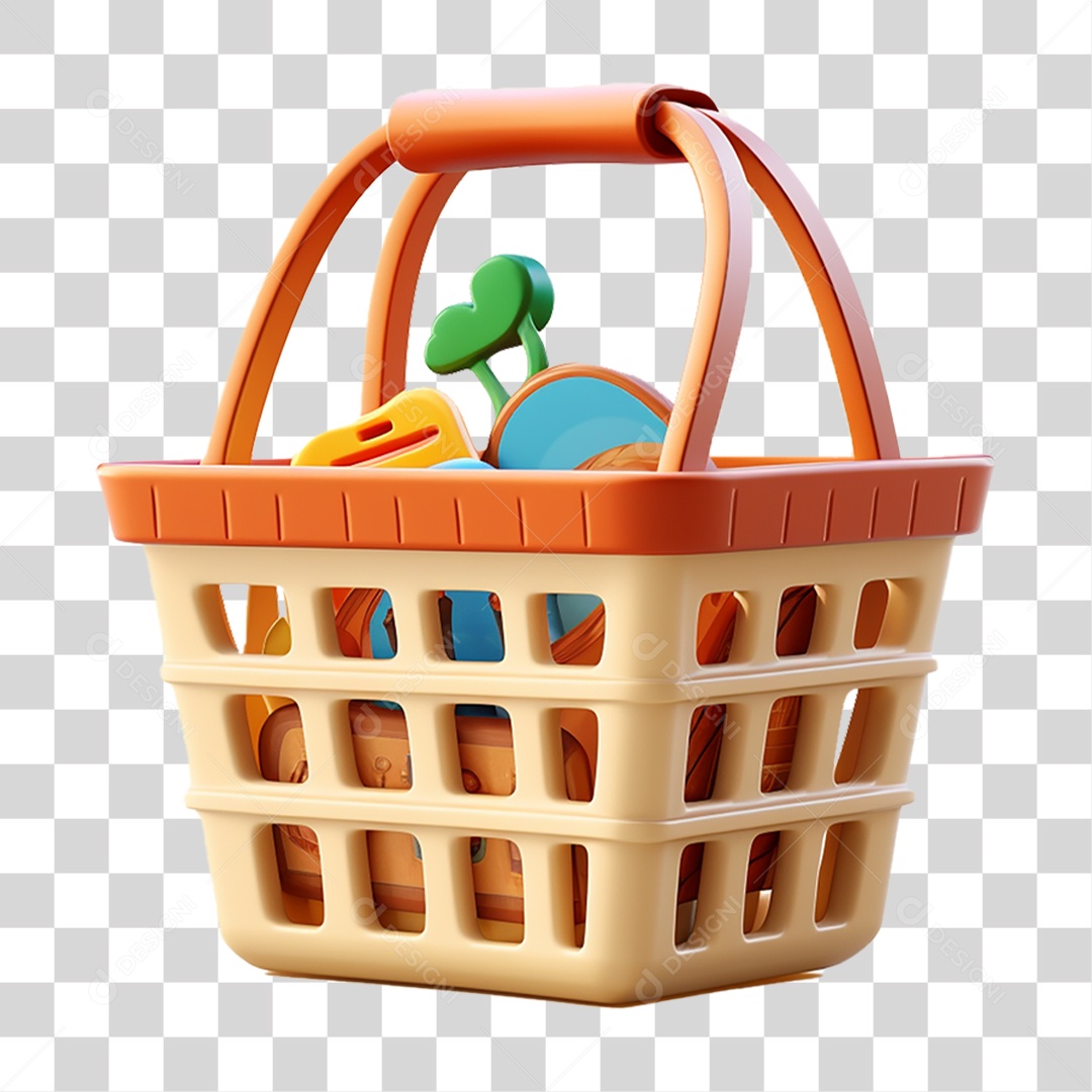 Elemento 3D Cesta de Compras PNG Transparente
