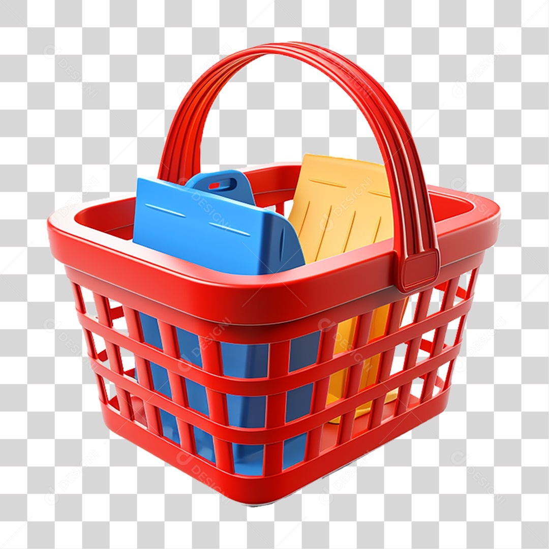 Elemento 3D Cesta de Compras PNG Transparente