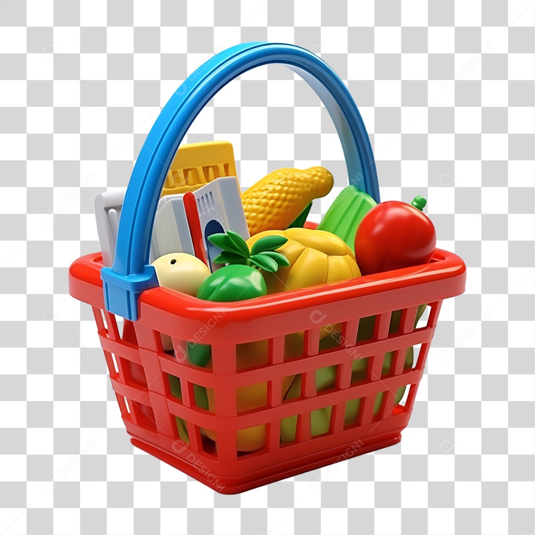 Elemento 3D Cesta de Compras PNG Transparente