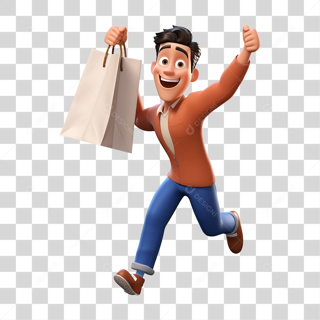 Cliente com Sacola de Compras PNG Transparente