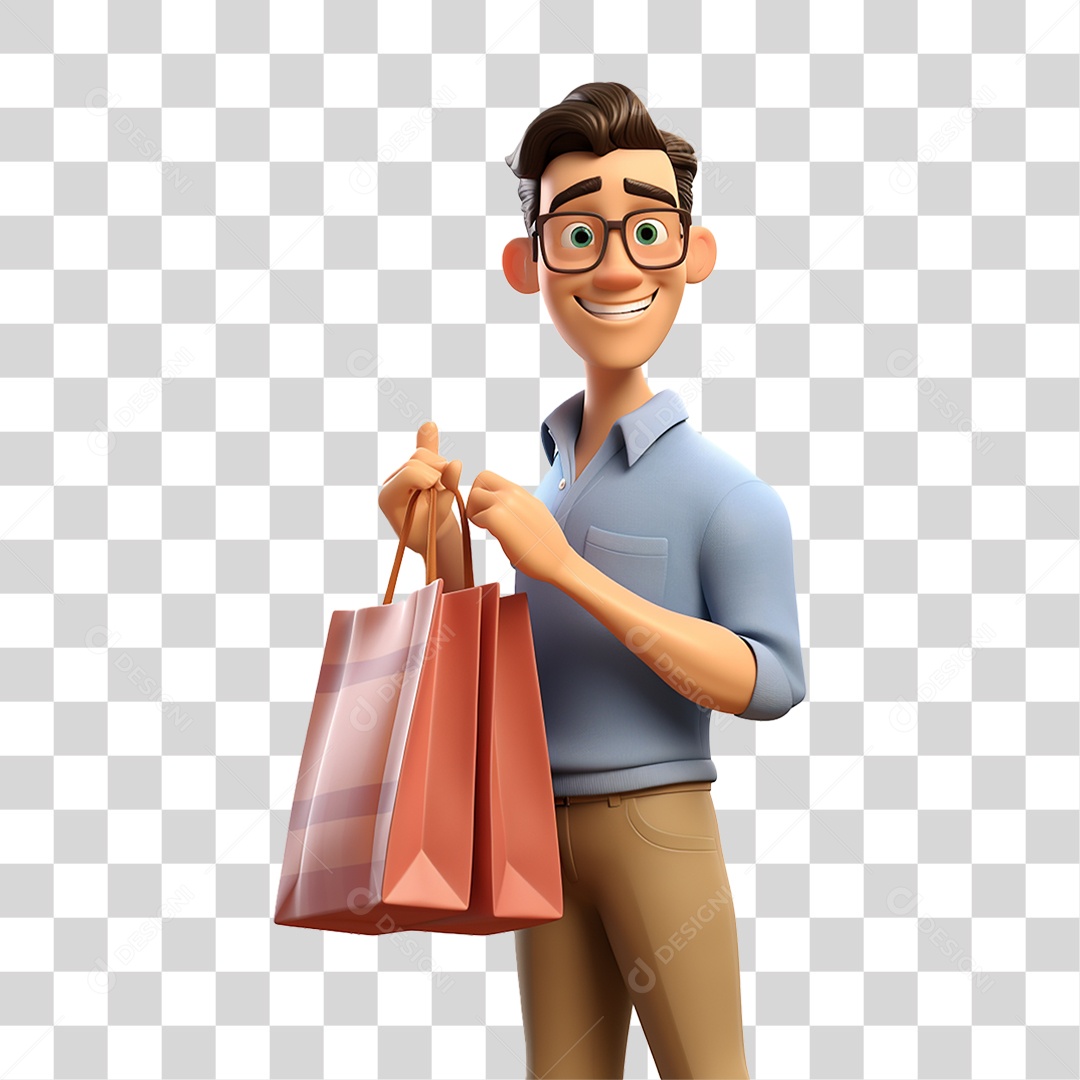 Cliente com Sacola de Compras PNG Transparente