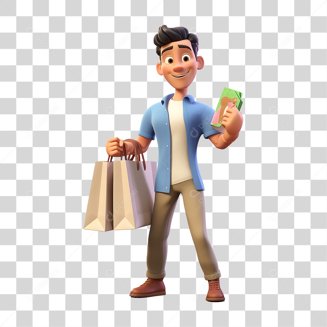 Cliente com Sacola de Compras PNG Transparente