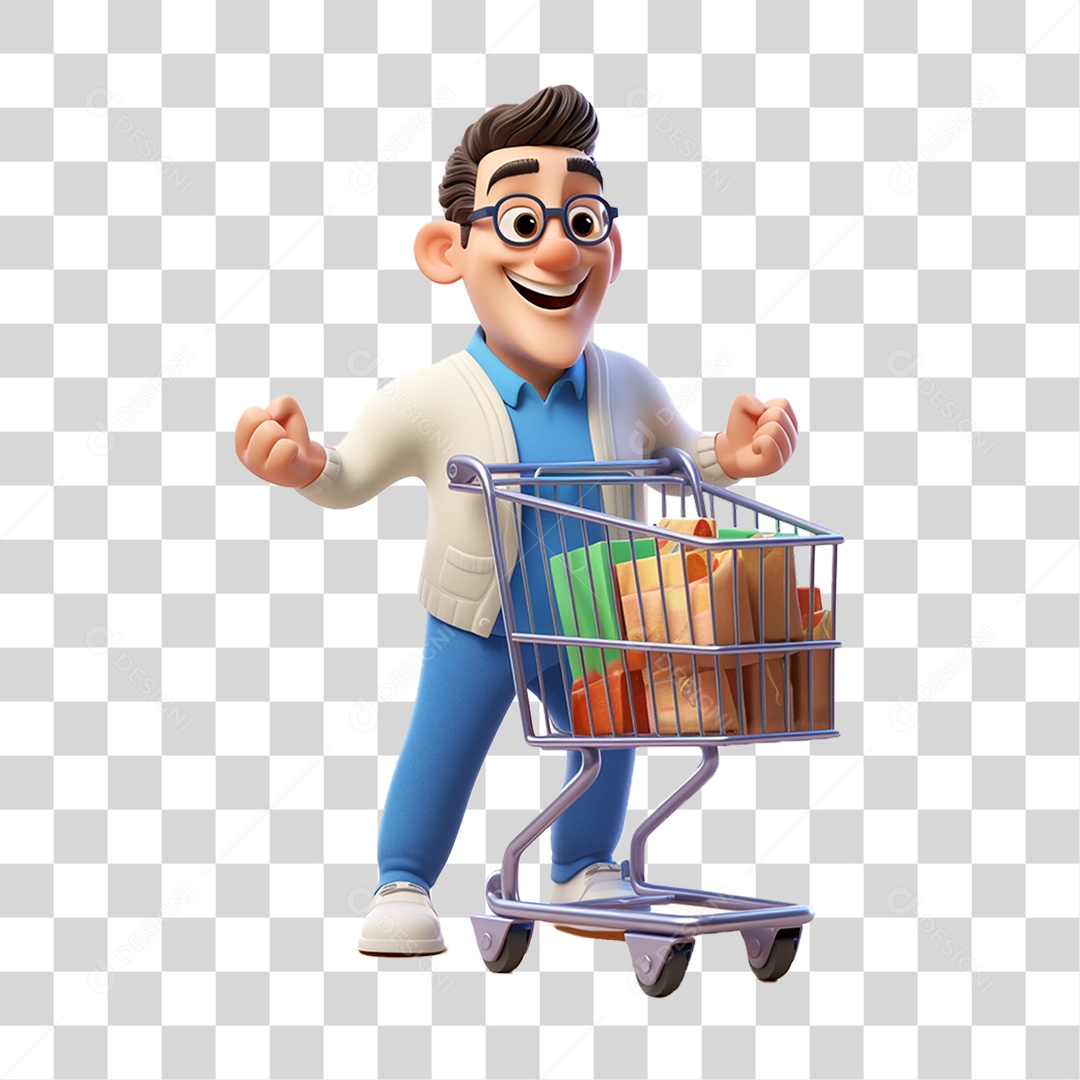 Cliente com Carrinho de Compras PNG Transparente