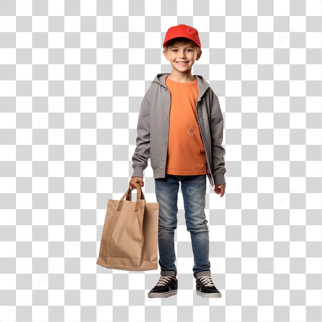 Criança Cliente com Sacola de Compras PNG Transparente