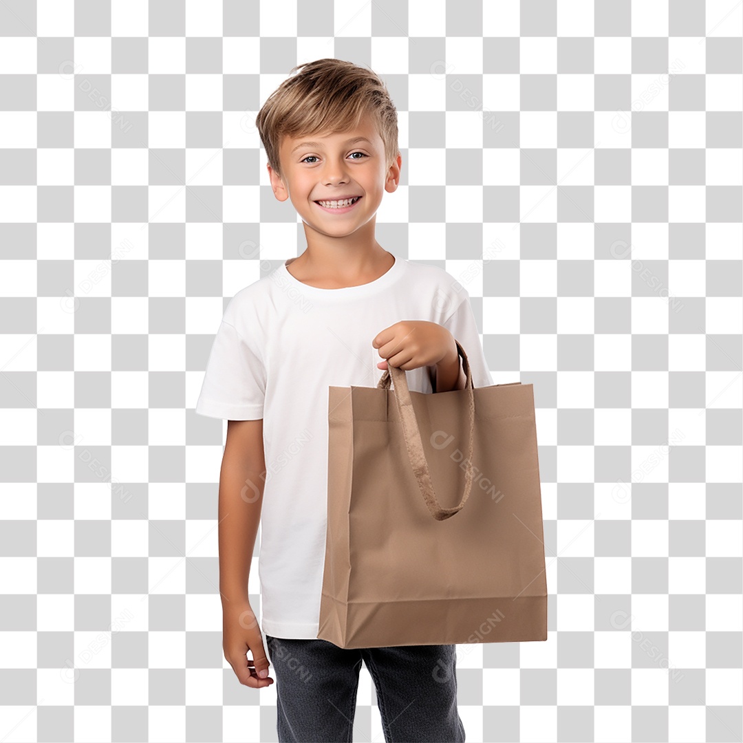 Criança Cliente com Sacola de Compras PNG Transparente