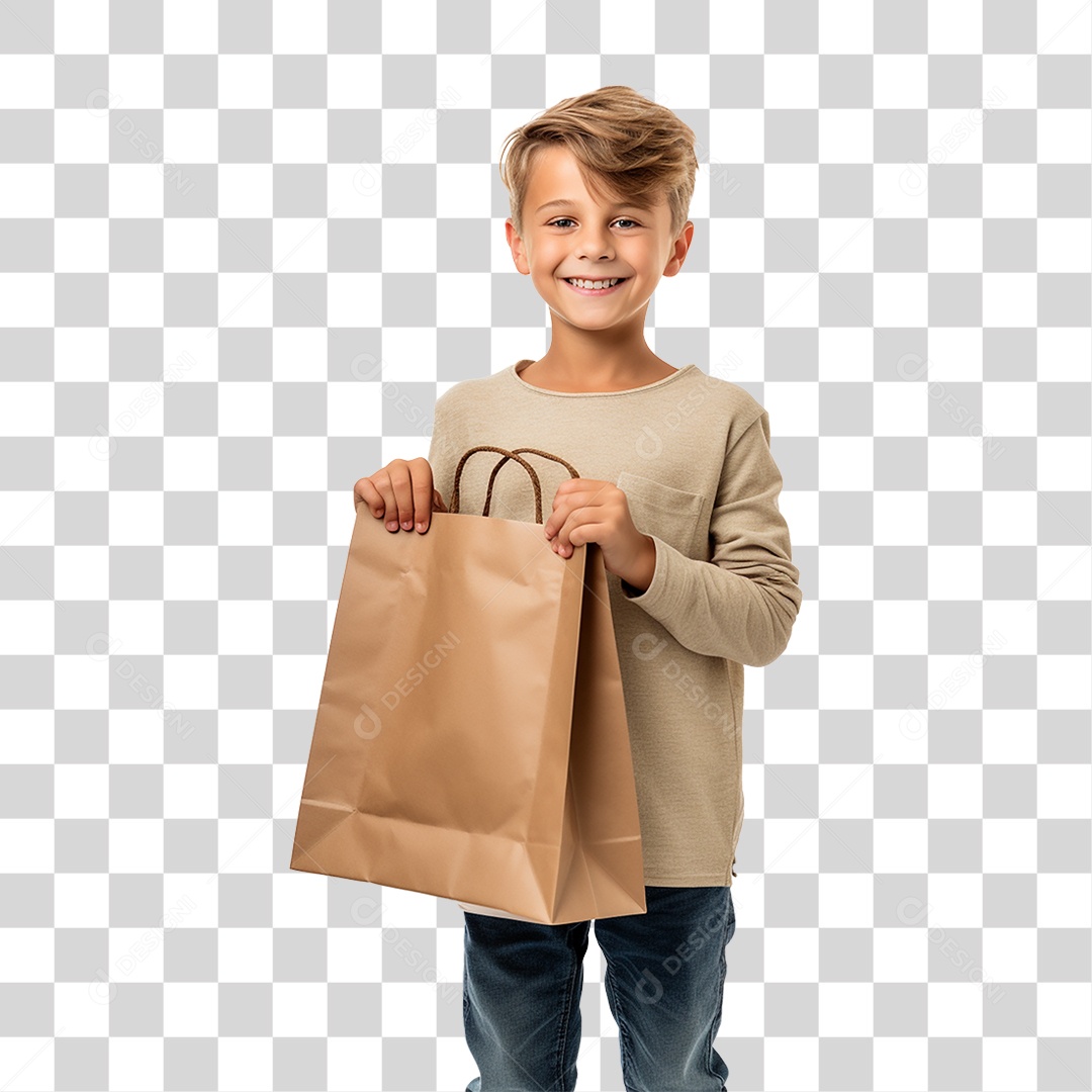 Criança Cliente com Sacola de Compras PNG Transparente