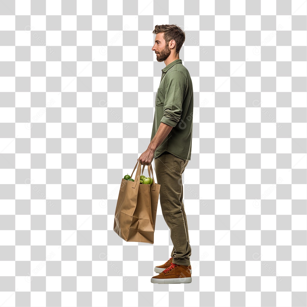 Cliente com Sacola de Compras PNG Transparente