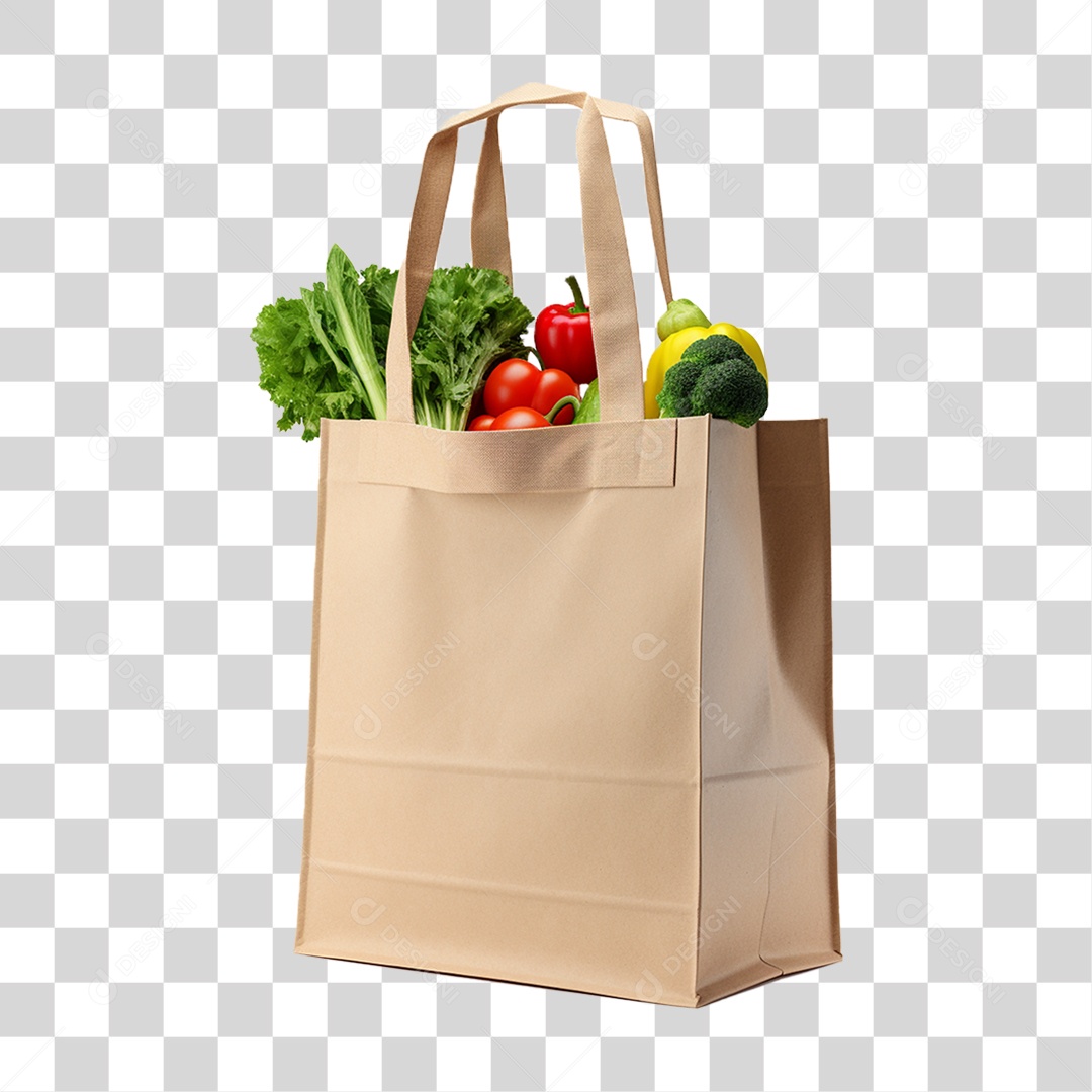Sacola de Compras com Verduras e Legumes PNG Transparente