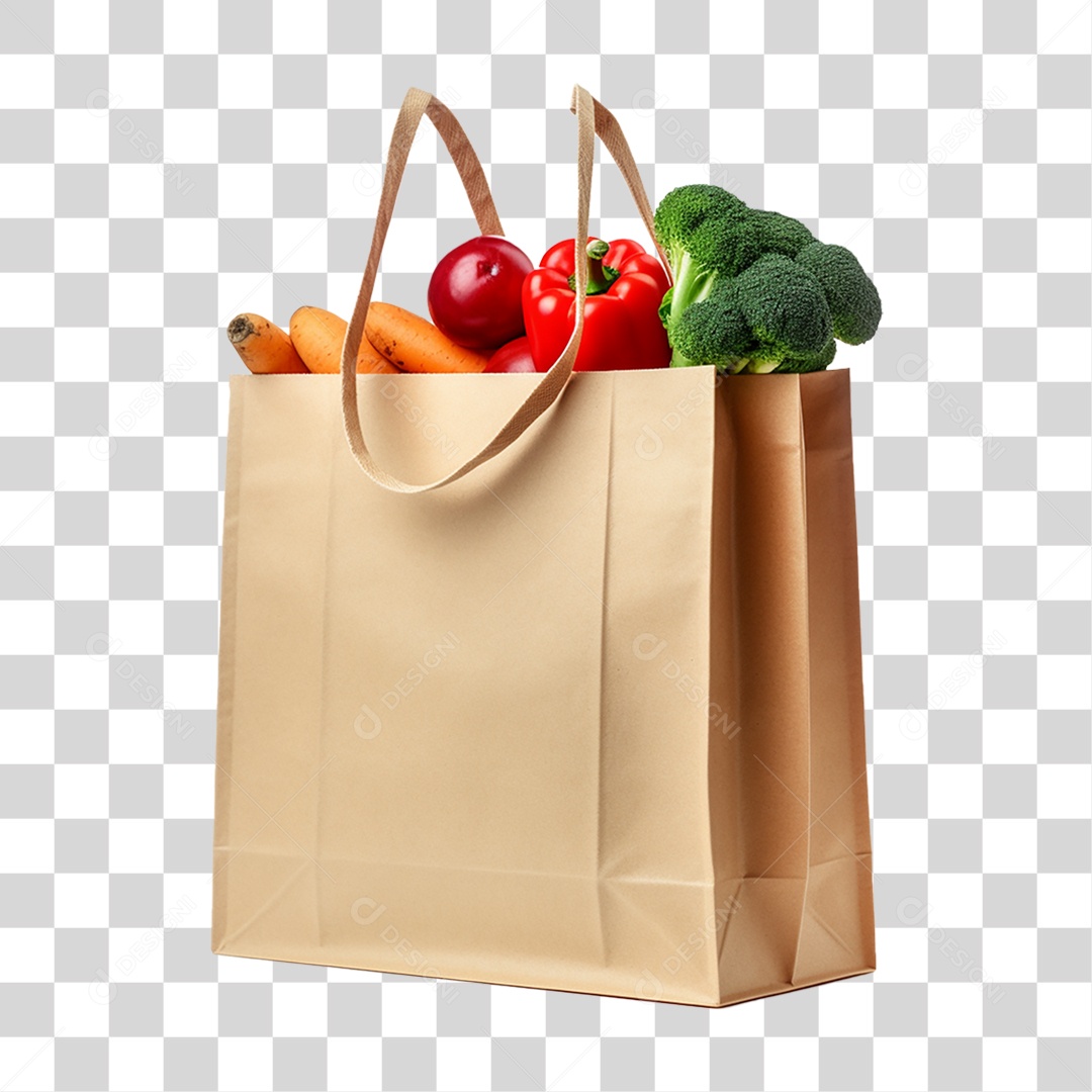Sacola de Compras com Verduras e Legumes PNG Transparente