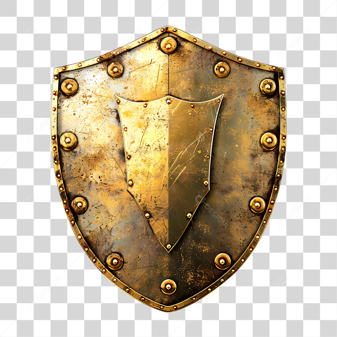 Escudo Dourado PNG Transparente