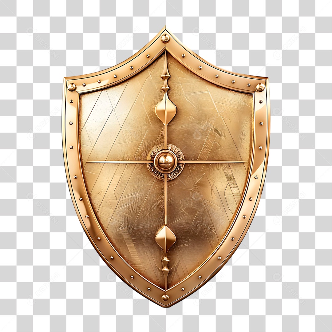 Escudo Dourado PNG Transparente