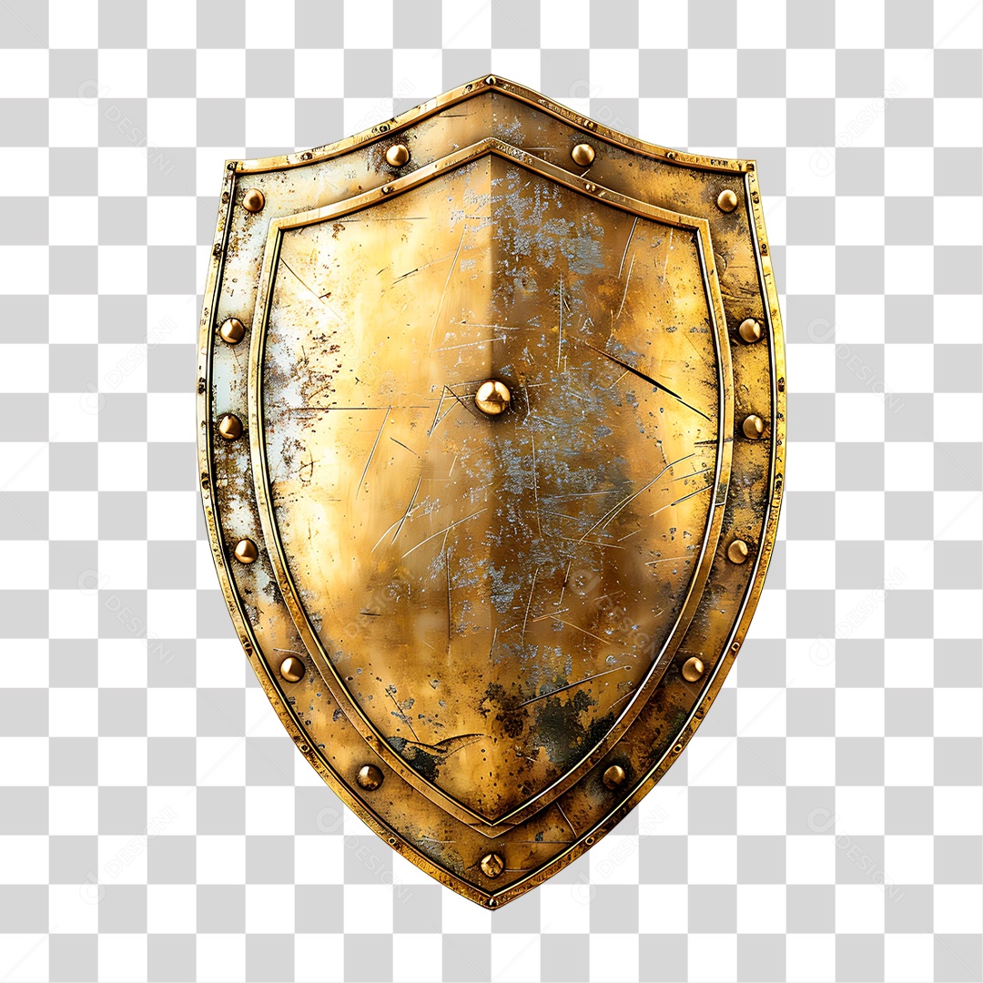 Escudo Dourado PNG Transparente