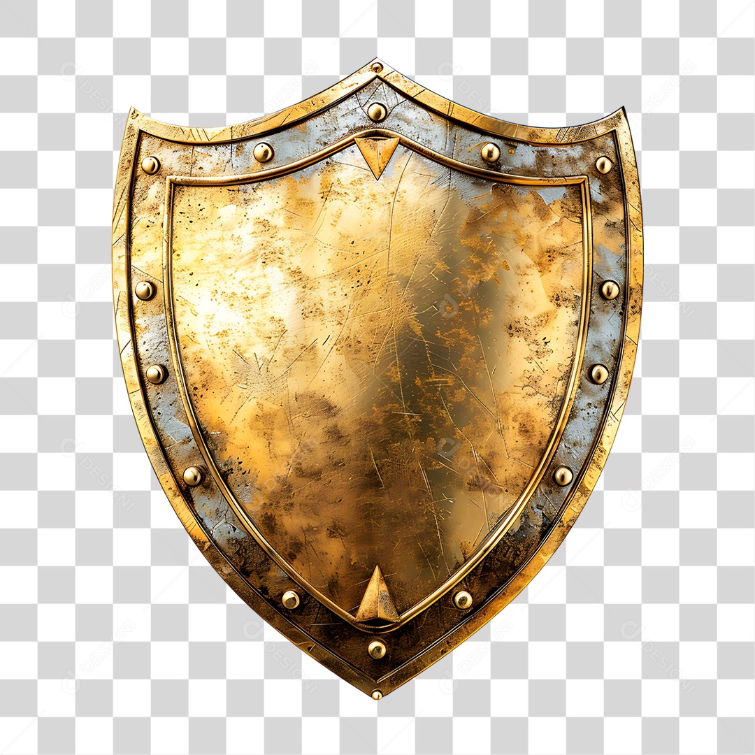 Escudo Dourado PNG Transparente