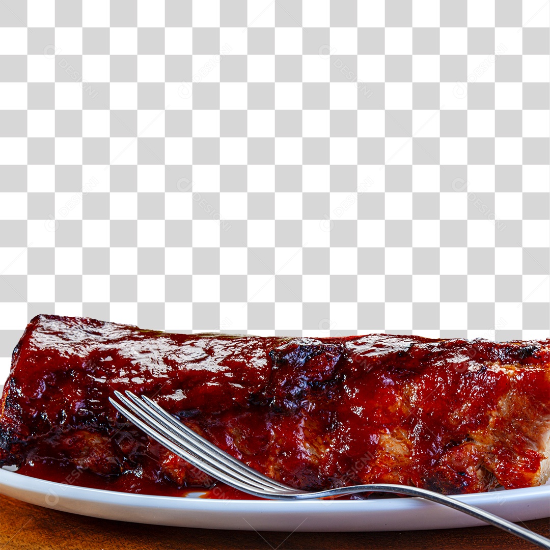 Costela assada com molho barbecue