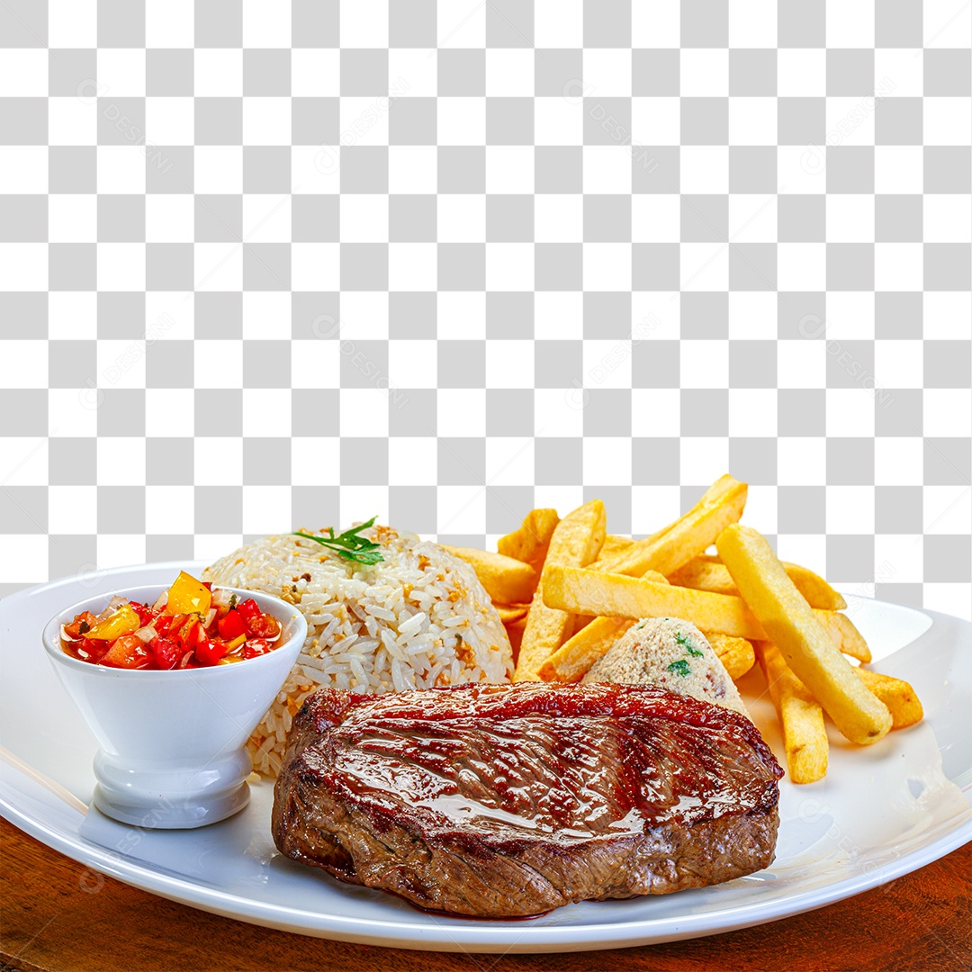 Picanha batata frita arroz vinagrete