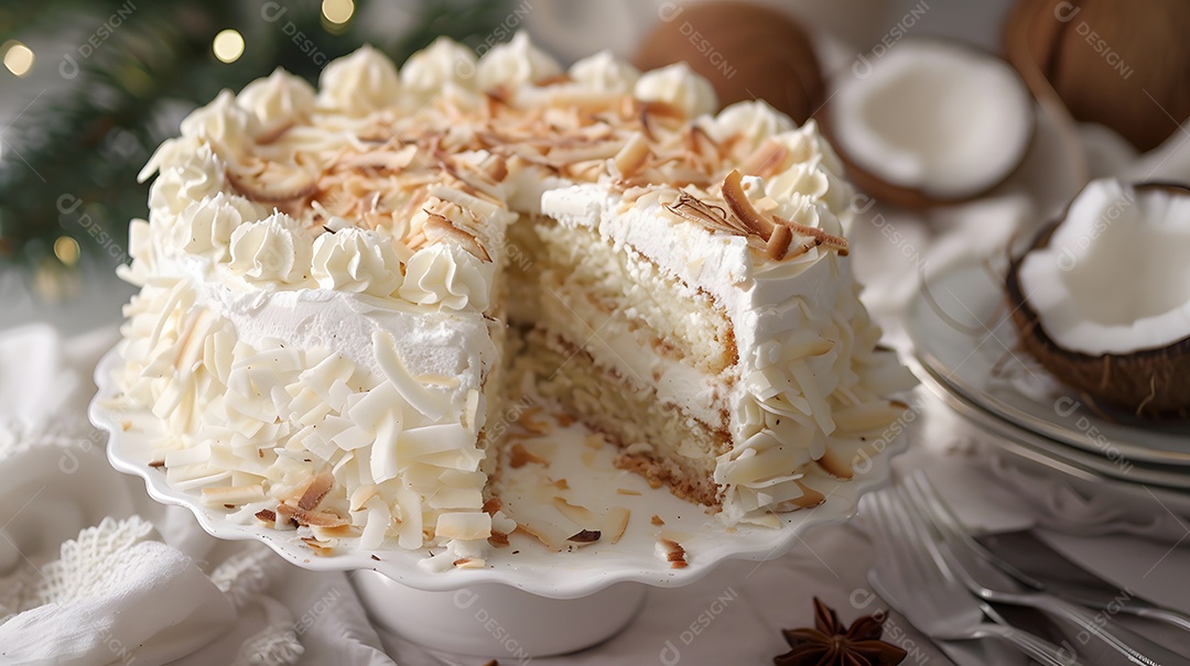 Torta de coco com chantilly