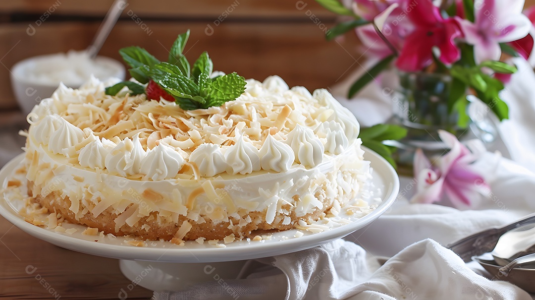 Bolo de coco com chantilly