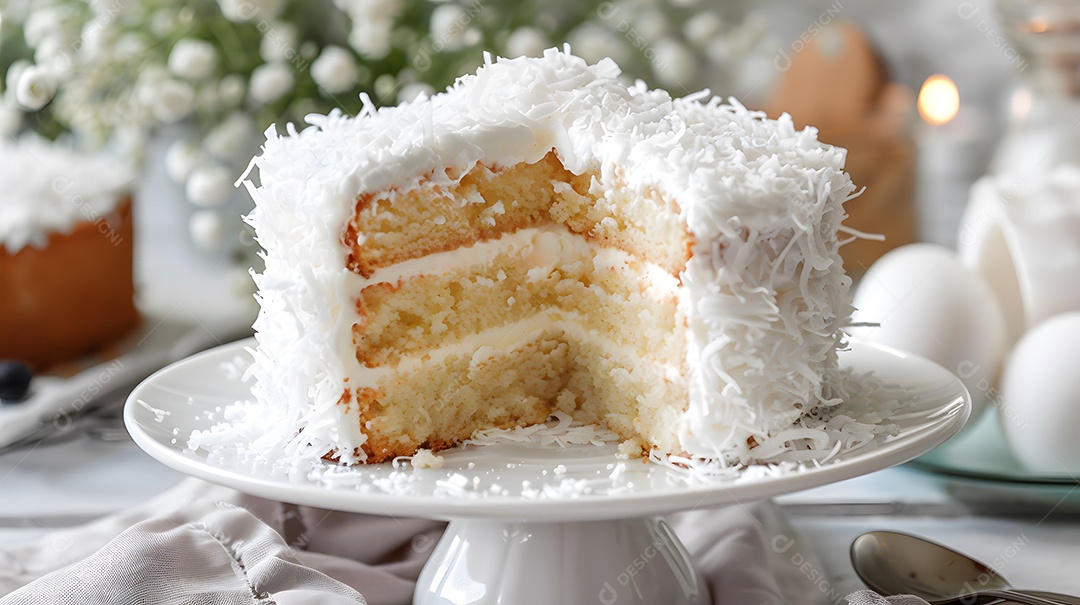 Delicioso bolo de coco gelado