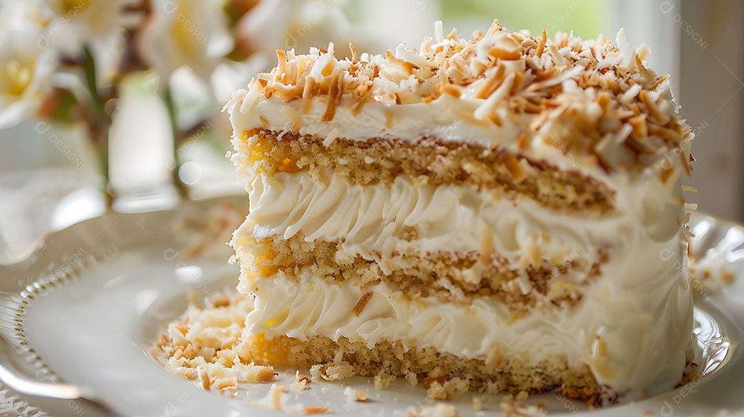 Torta recheada de coco