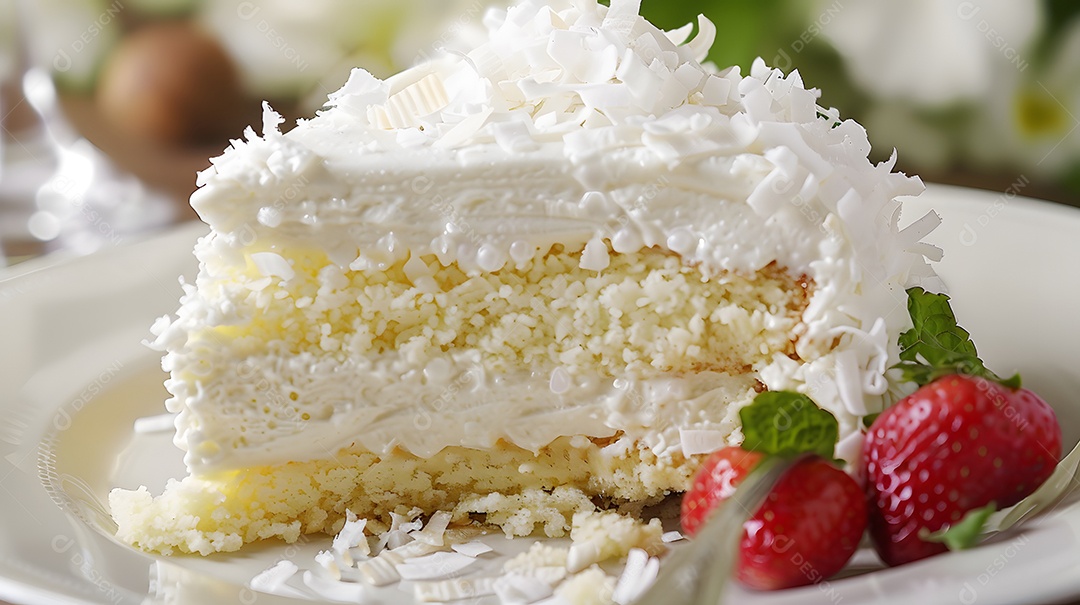 Fatia torta de coco gelado