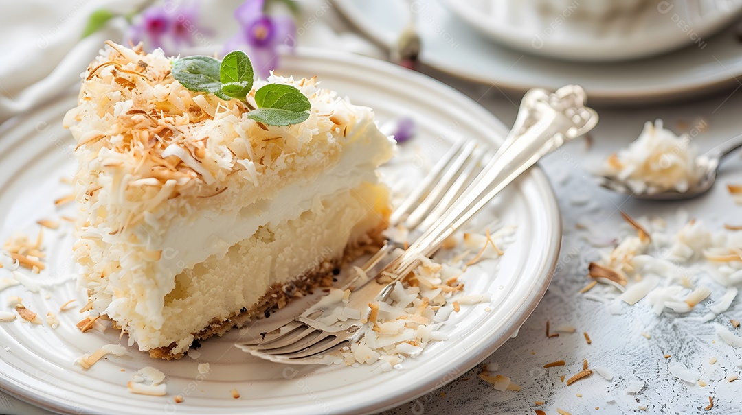 Fatia de torta de coco gelado