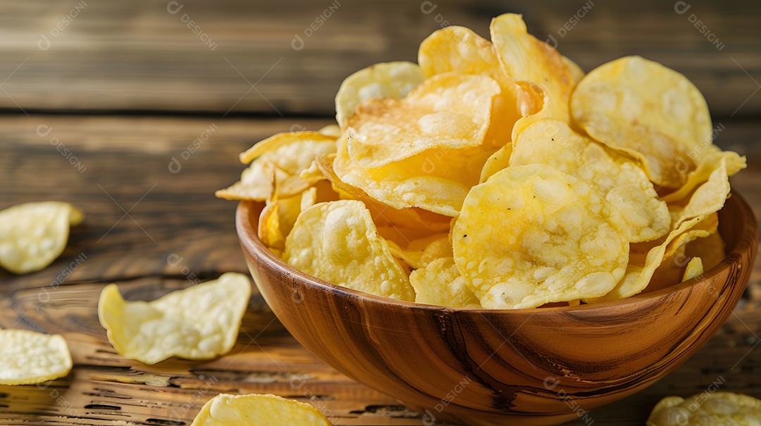 Tigela rústica de batata chips