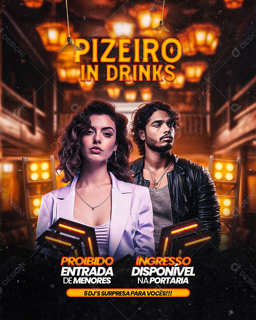 Flyer Pizeiro in drinks Social Media PSD Editável