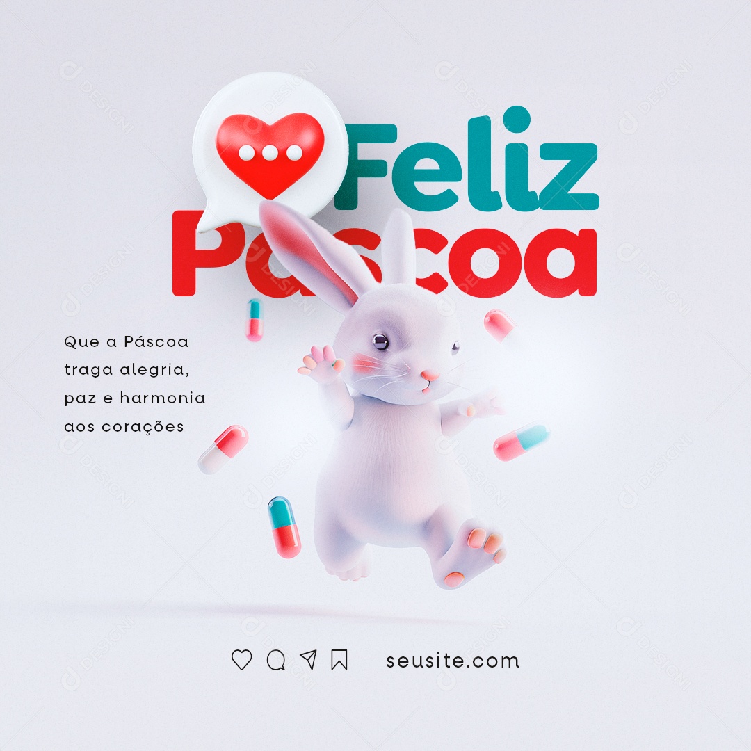 Feliz Páscoa Traga alegria paz e harmonia aos corações Social Media PSD Editável