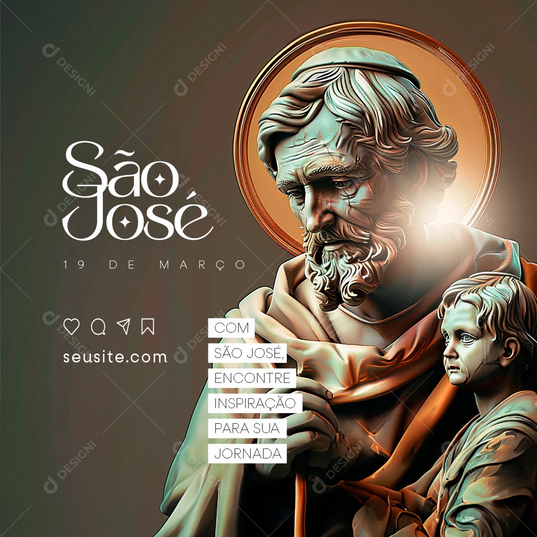 Dia de São José 19 De Março Encontre inspiração para sua jornada Social Media PSD Editável