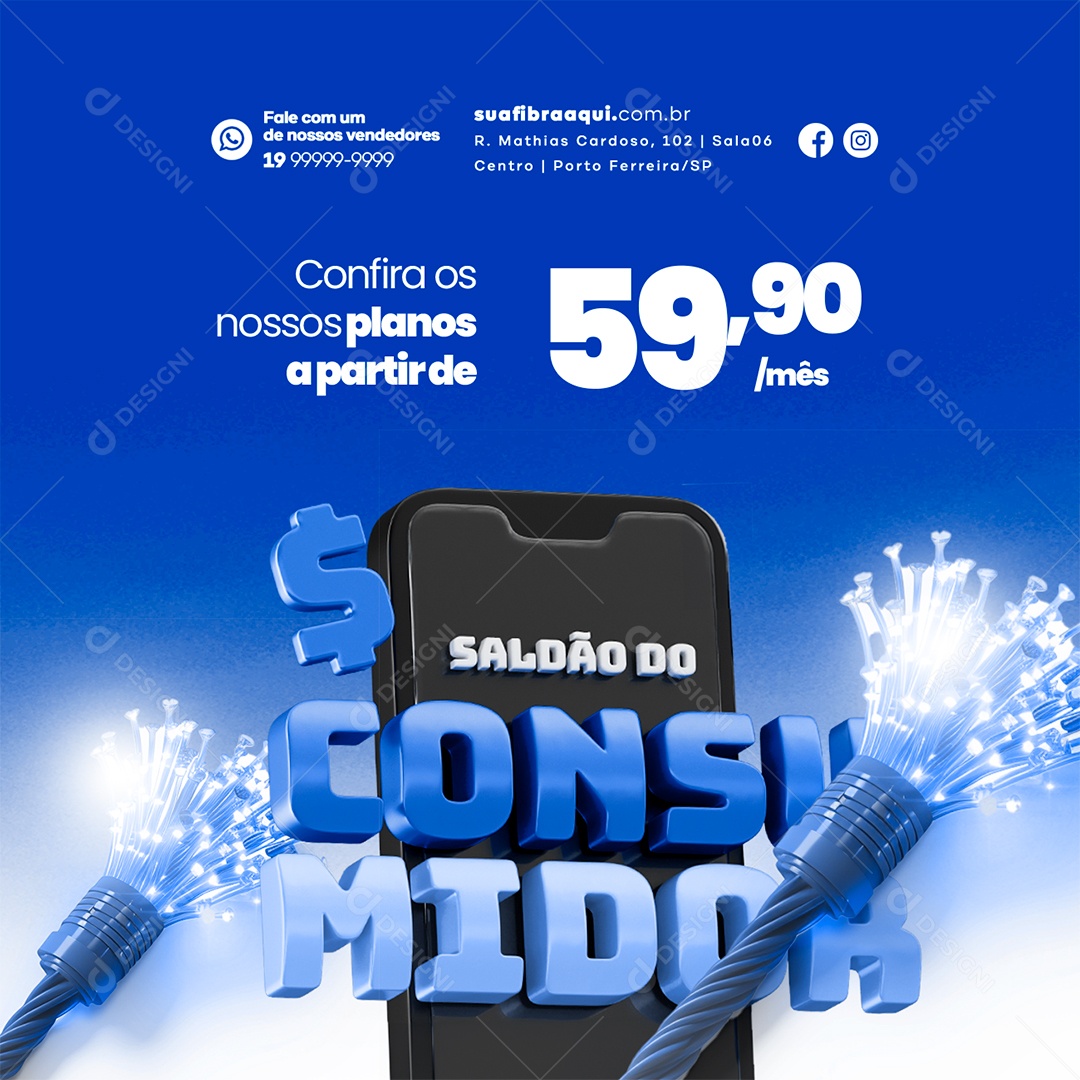 Provedor De Internet Saldão do Consumidor Confira os nossos planos Social Media PSD Editável