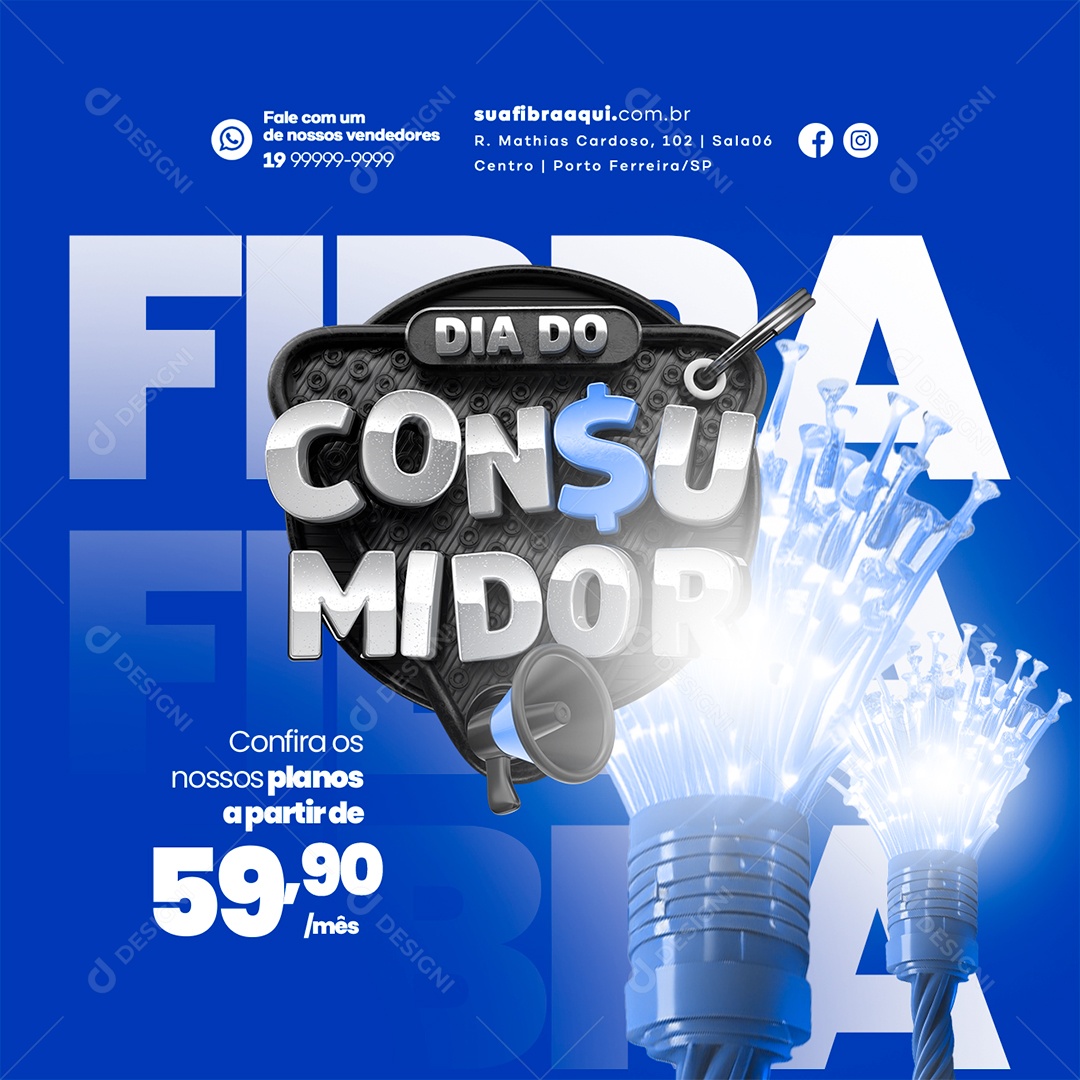 Provedor De Internet Dia do consumidor Fibra Social Media PSD Editável