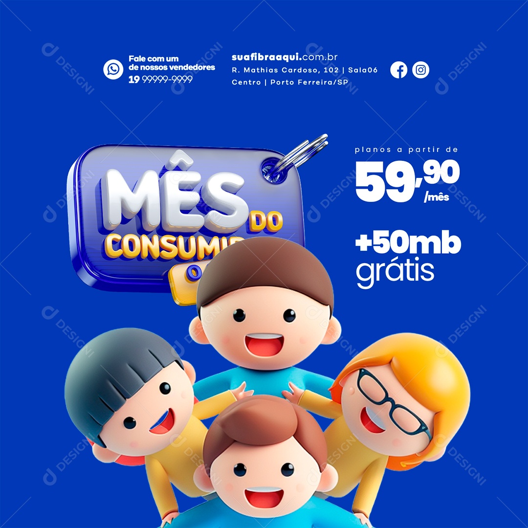 Provedor De Internet Mês do consumidor planos Social Media PSD Editável