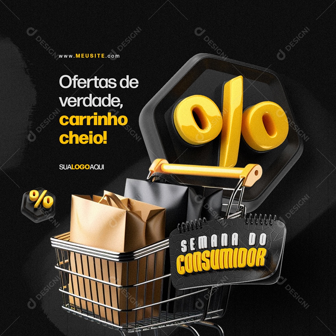 Semana do Consumidor Supermercado Ofertas de verdade Social Media PSD Editável