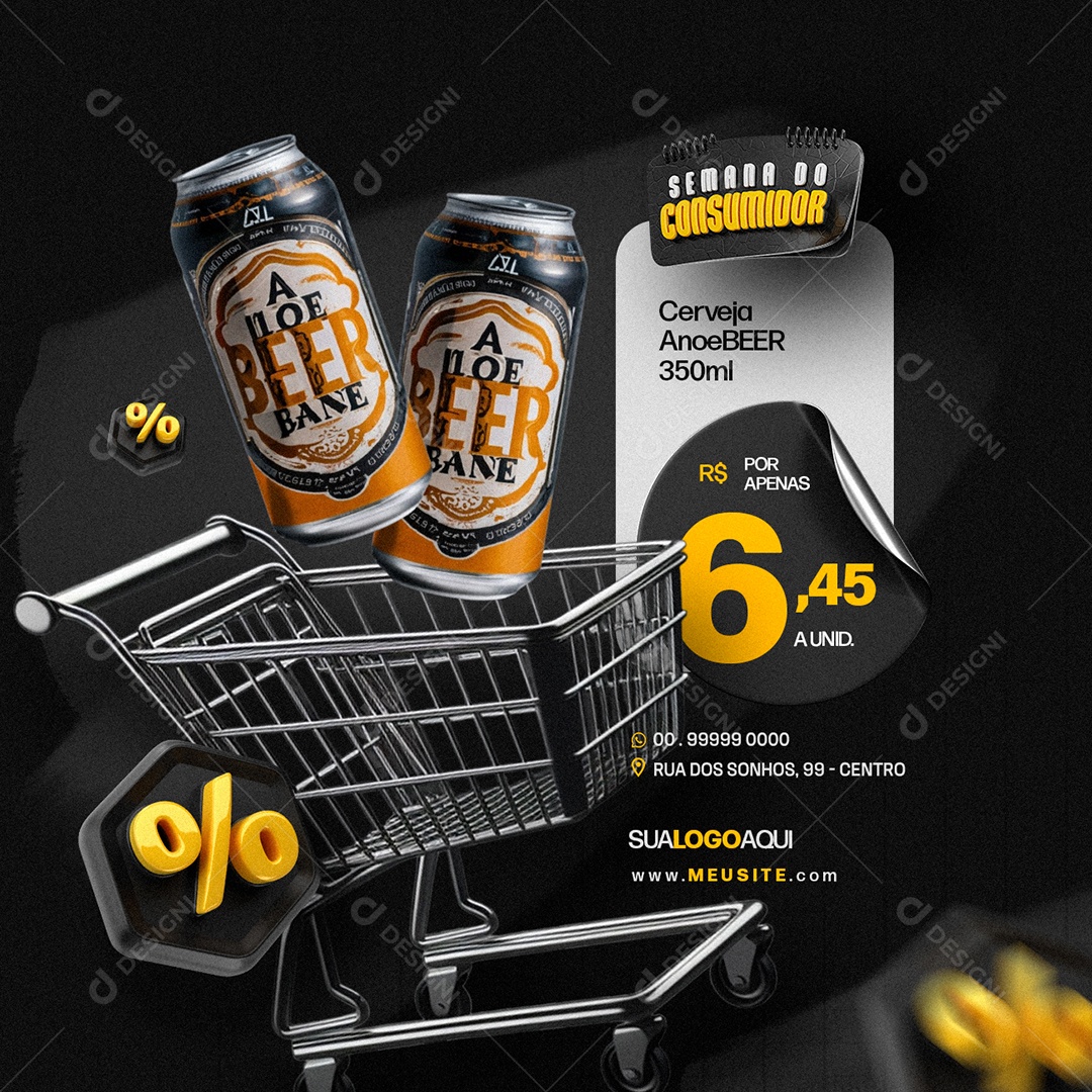 Semana do Consumidor Supermercado Cerveja beer Social Media PSD Editável