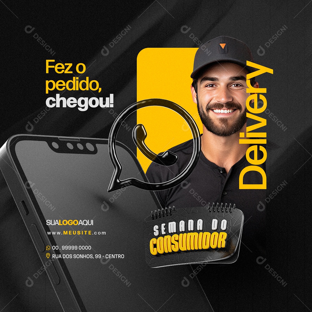 Semana do Consumidor Supermercado Delivery Fez o pedido chegou Social Media PSD Editável