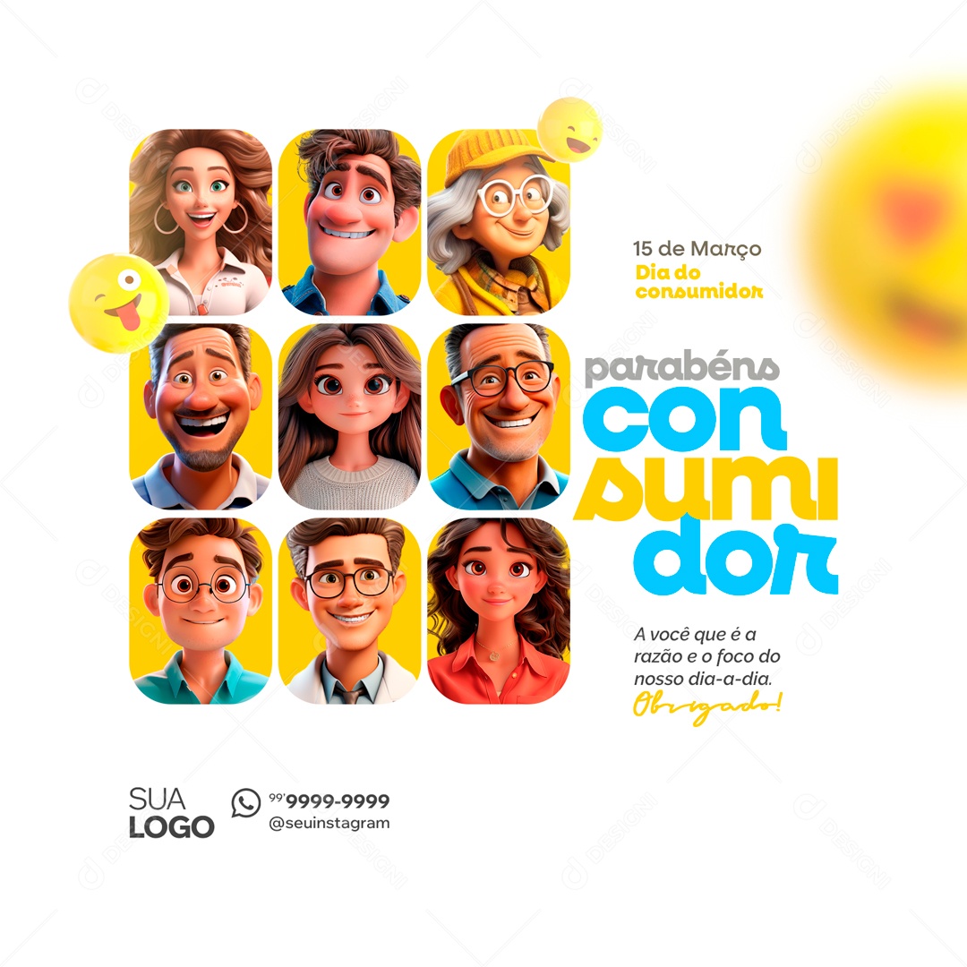 Dia Do Consumidor 15 de Março Parabéns Social Media PSD Editável