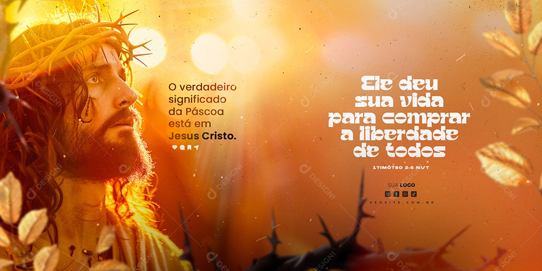 Banner Páscoa 31 de Março o Vedardeiro Significado Social Media PSD Editável