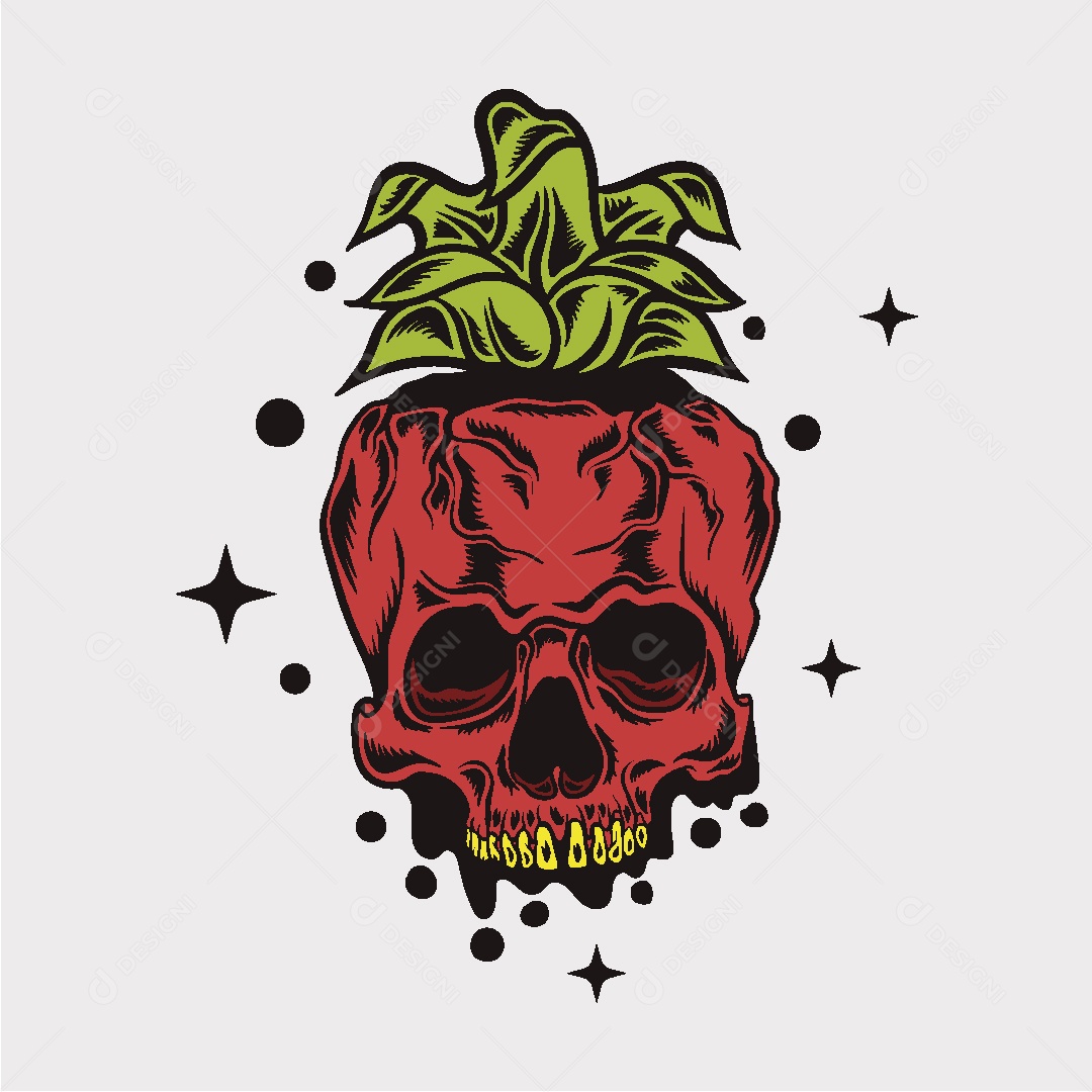 Estampa de Caveira Ilustração Vetor EPS