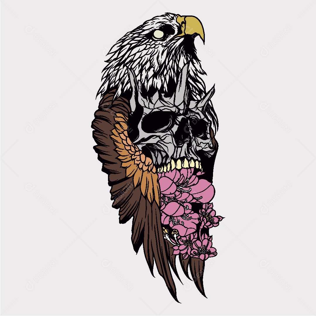 Estampa de Caveira Ilustração Vetor EPS