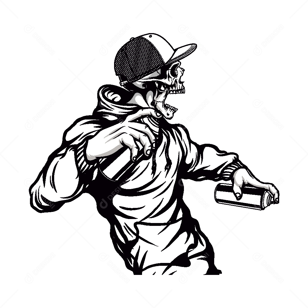 Estampa de Caveira Ilustração Vetor EPS