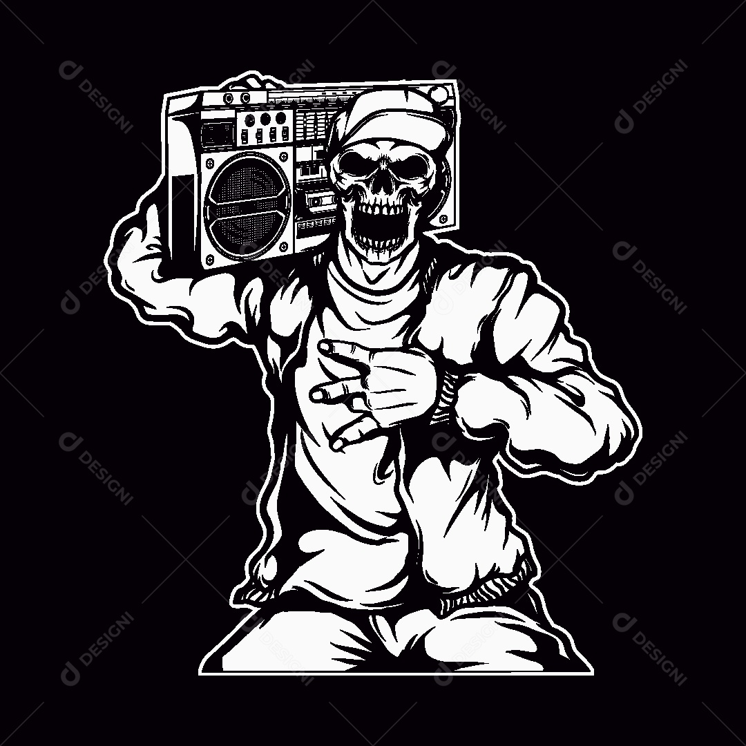 Estampa de Caveira Ilustração Vetor EPS