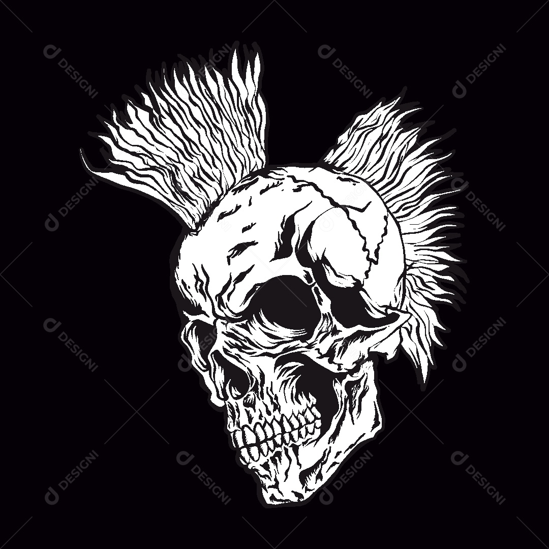 Estampa de Caveira Ilustração Vetor EPS