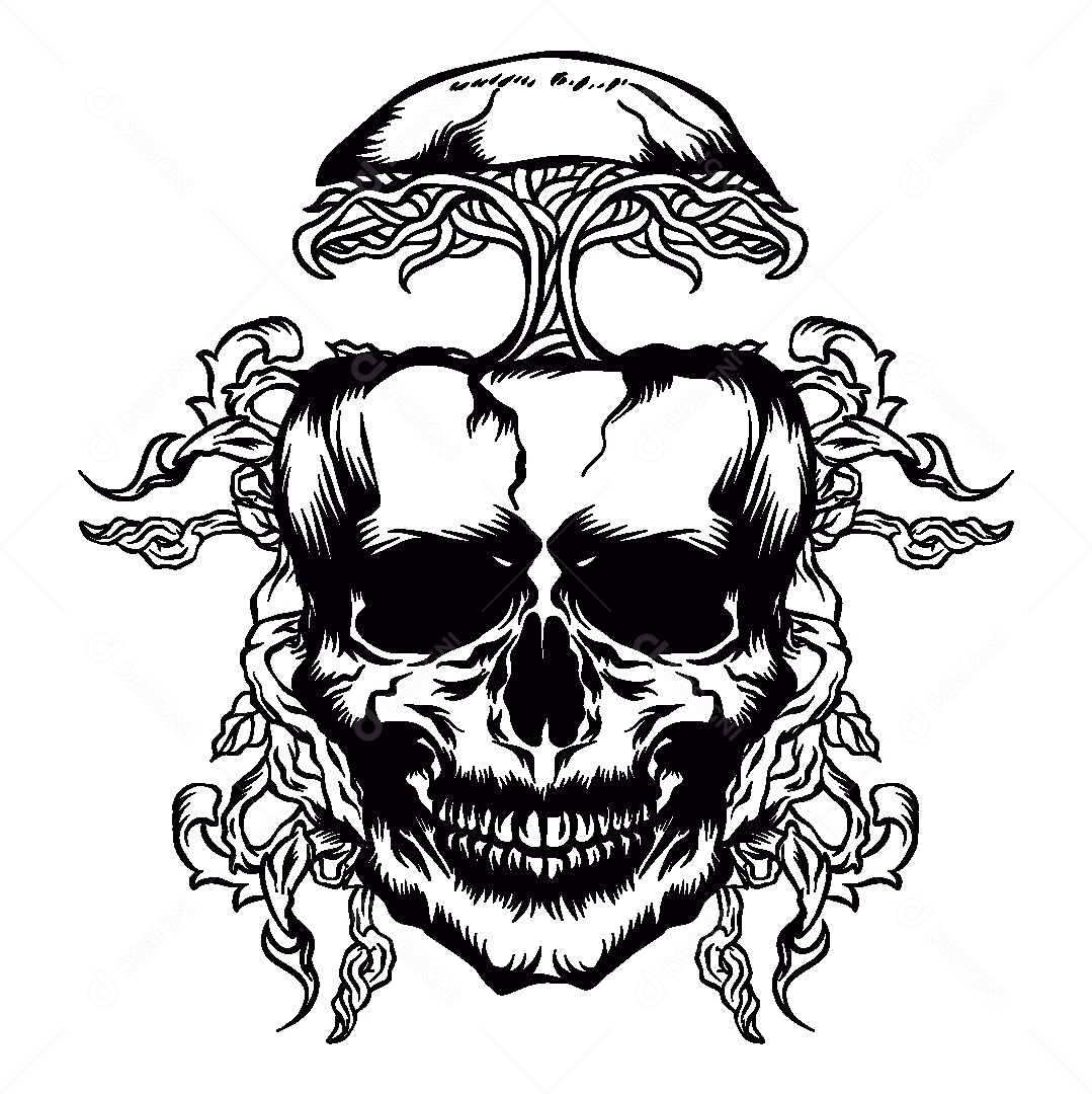 Estampa de Caveira Ilustração Vetor EPS