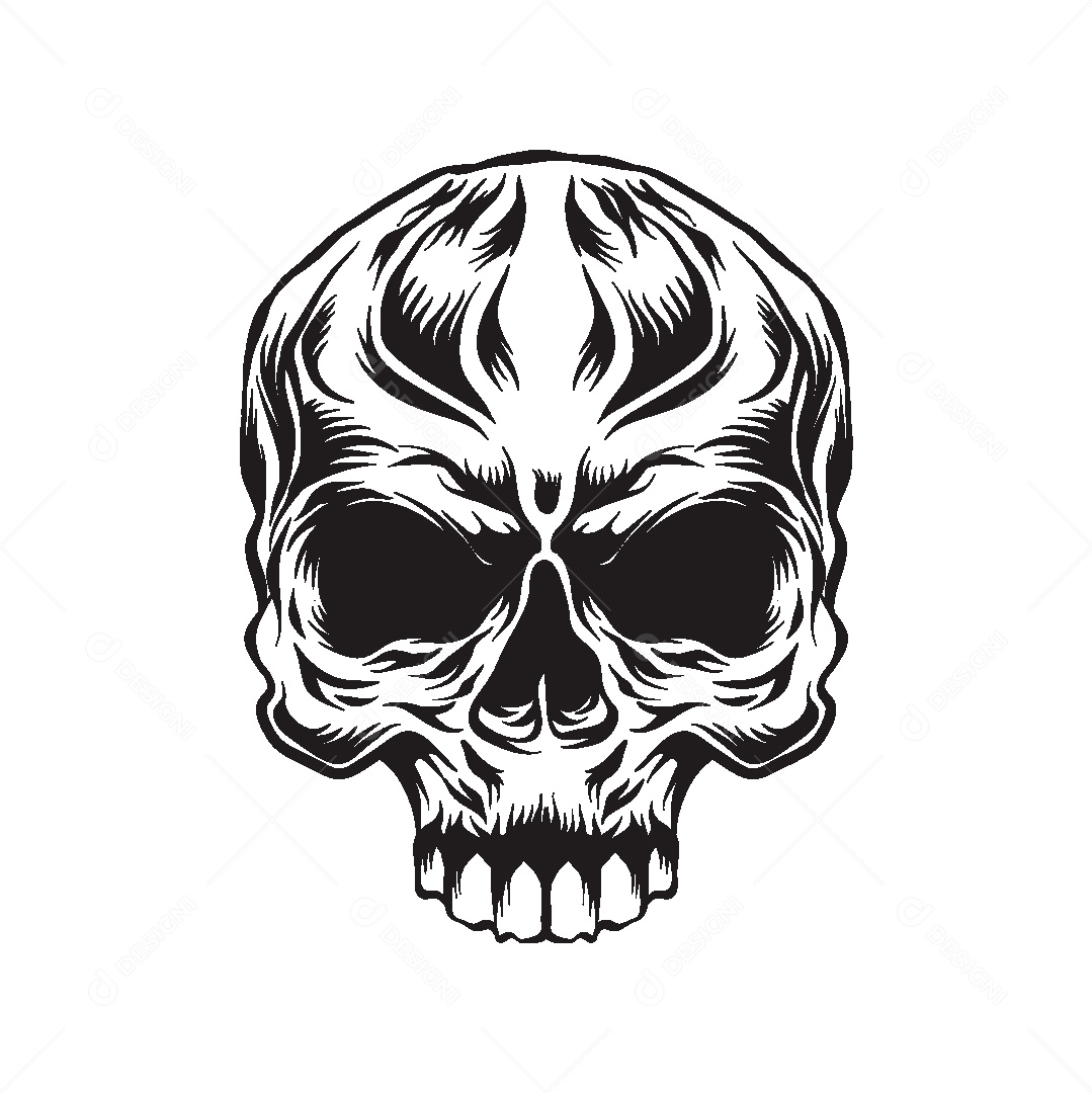 Estampa de Caveira Ilustração Vetor EPS