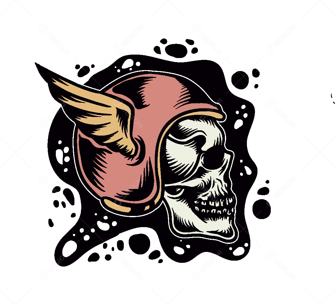 Estampa de Caveira Ilustração Vetor EPS