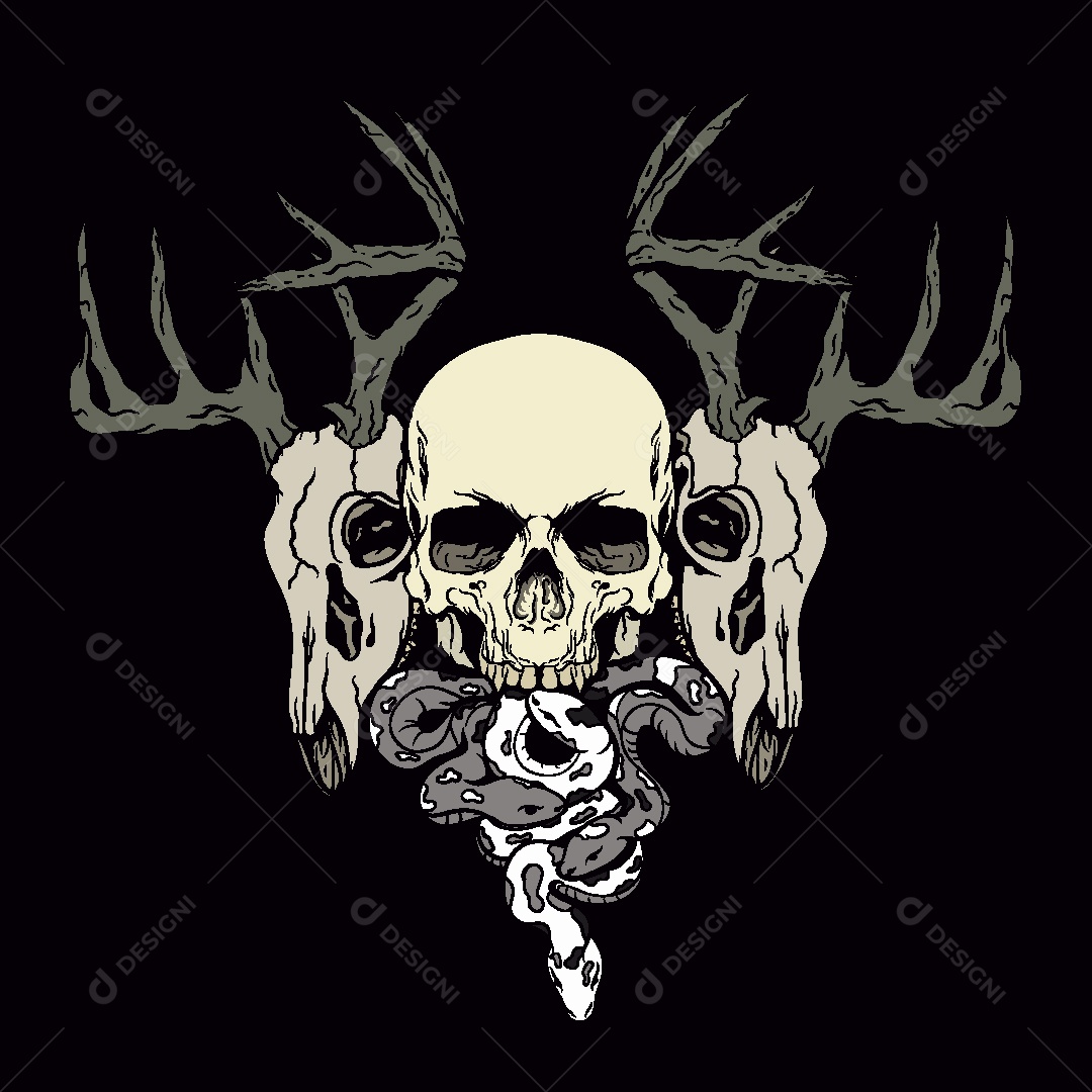 Estampa de Caveira Ilustração Vetor EPS