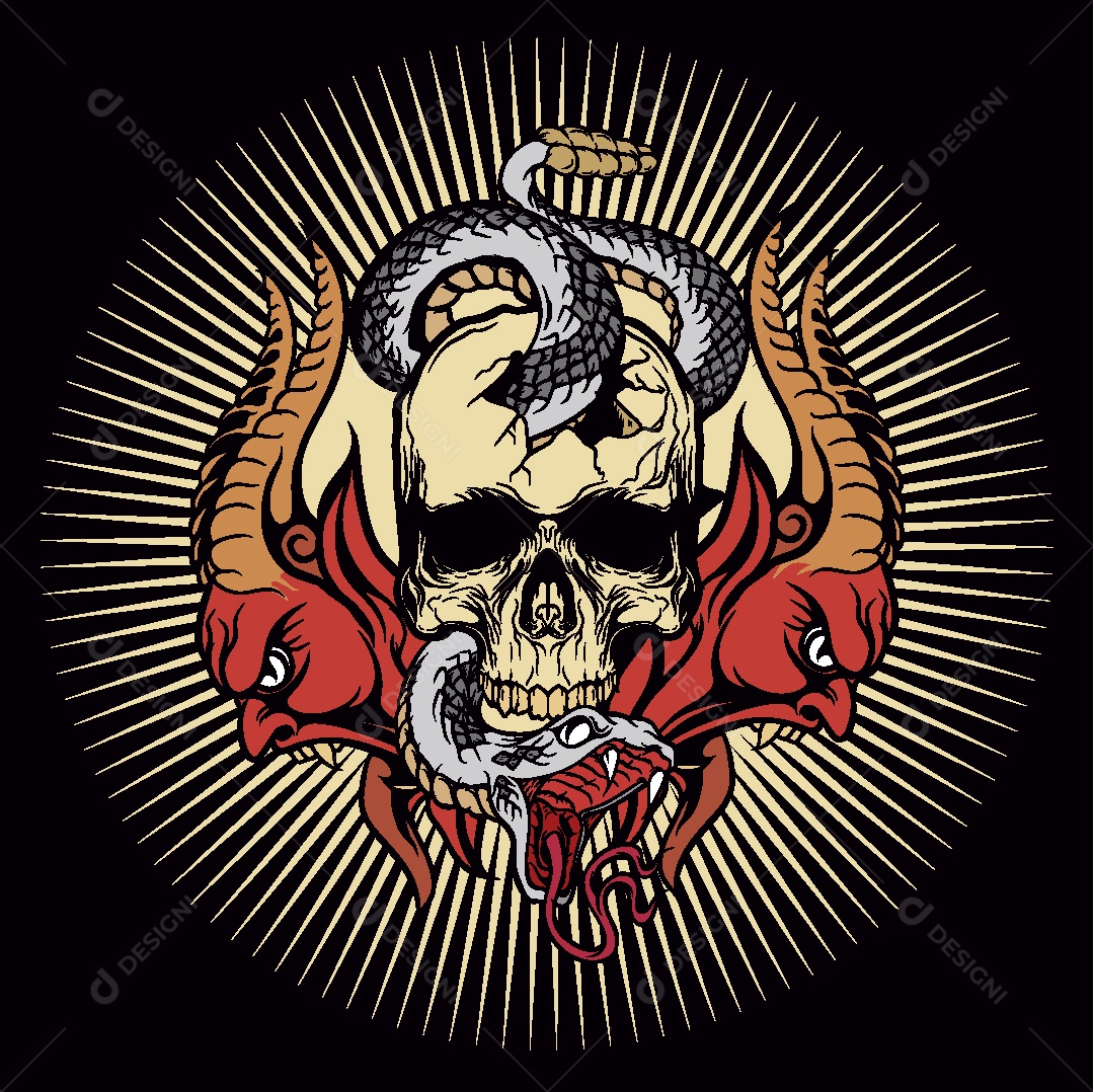 Estampa de Caveira Ilustração Vetor EPS