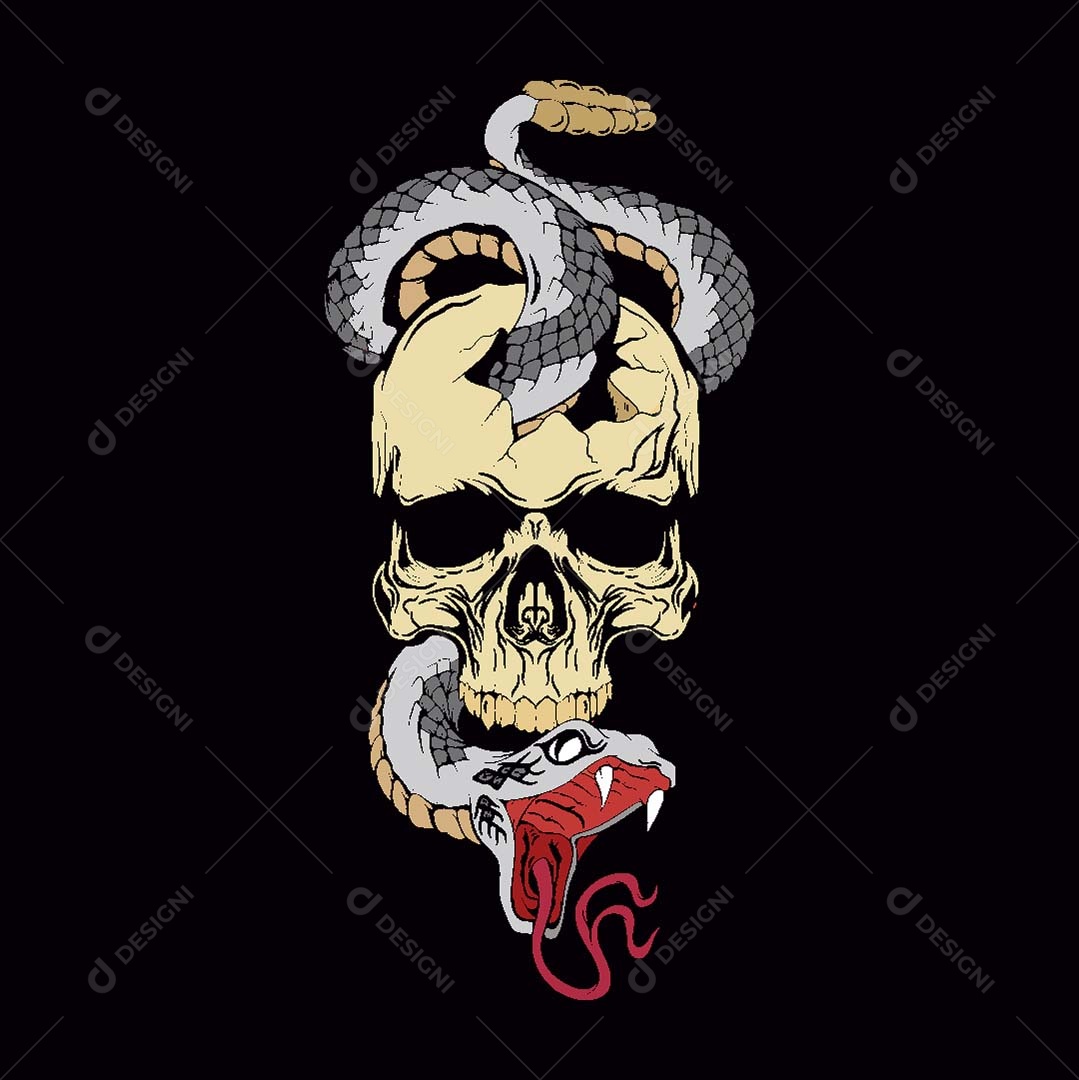 Estampa de Caveira Ilustração Vetor EPS